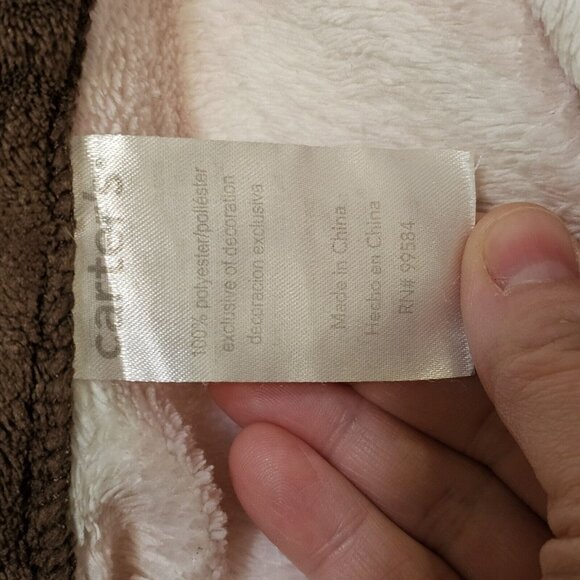 Carter's Baby Girl Blanket Heart Polka Dot Pink Plush Fleece 30x40 Brown - Picture 5 of 7